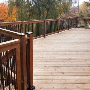 Cedar Deck Rail | Round Balusters | Black